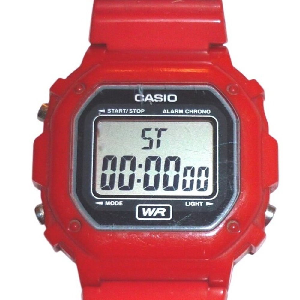 Casio F-108WH Red Digital Watch Water Resistant Alarm Chrono Retro 3224